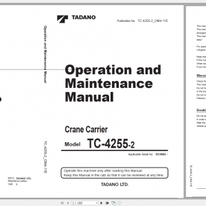 Tadano Crane Carrier TC 4255 2 TC 4255 2 00400 Operation Maintance Manual 1