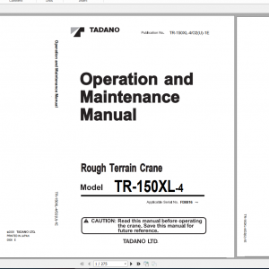 Tadano Rough Terrain Crane TR 150XL 4 TR 150 4 00102 Operation Maintance Manual 1