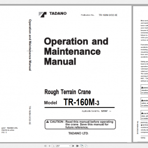 Tadano Rough Terrain Crane TR 160M 3 TR 160M 3 00101 Operation Maintance Manual 1