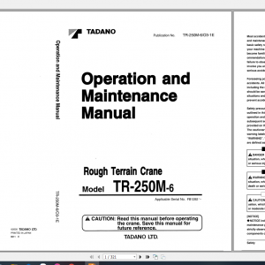 Tadano Rough Terrain Crane TR 250M 6 TR 250M 6 00101 Operation Maintance Manual 1