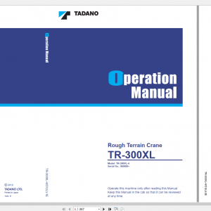 Tadano Rough Terrain Crane TR 300XL 4 TR 300 4 00101 Operation Maintance Manual 1