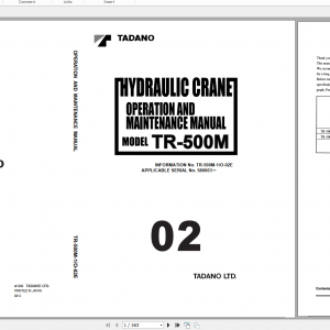 Tadano Rough Terrain Crane TR 500M 1 TR 500M 1 00101 Operation Maintance Manual 1