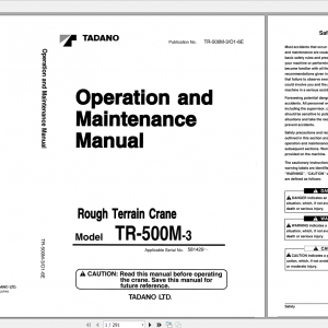 Tadano Rough Terrain Crane TR 500M 3 TR 500M 3 00101 Operation Maintance Manual 1