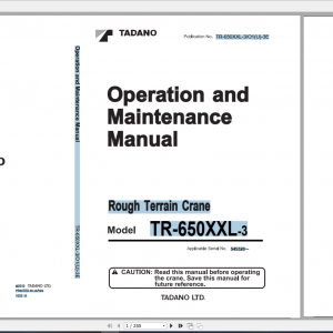 Tadano Rough Terrain Crane TR 650XXL 3 TR 650 3 00101 Operation Maintance Manual 1