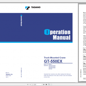 Tadano Truck Mounted Crane GT 550EX 1 GT 550E 1 00102 Operation Maintance Manual 1