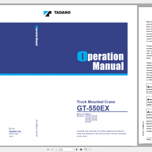 Tadano Truck Mounted Crane GT 550EX 1 GT 550E 1 00202 Operation Maintance Manual 1