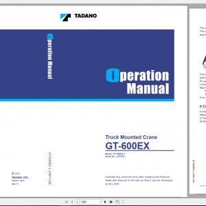 Tadano Truck Mounted Crane GT 600EX 1 GT 600E 1 00301Operation Maintance Manual 1