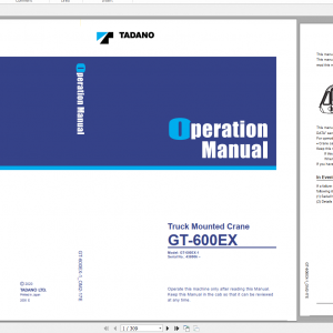 Tadano Truck Mounted Crane GT 600EXAU 1 GT 600E 1 00202 Operation Maintance Manual 1