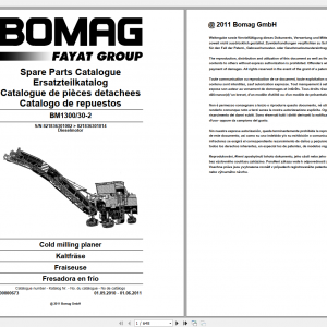 Bomag Cold Milling Planer BM1300 30 2 Spare Parts Catalogue 2011 00800673 DE 1