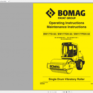 Bomag Single Drum Roller BW177D 50 BW177DH 50 BW177PDH 50 Operating Instructions 1