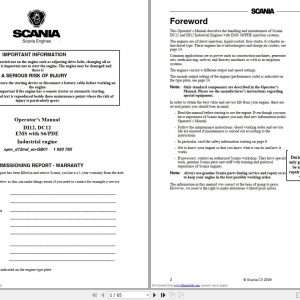 Scania Industrial Engine DI12DC12 Operators Manual 2009 1