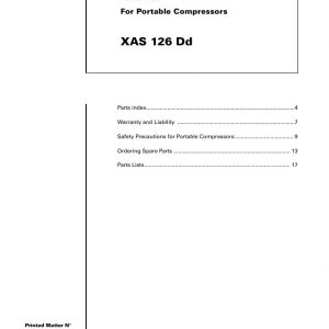 Atlas Copco Portable Compressors XAS 126 Dd Parts List 2955 0660 00 2006