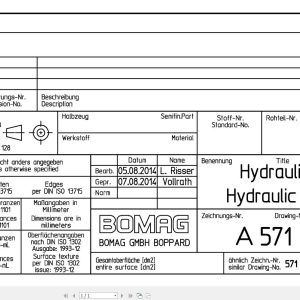 Bomag BC 473 RS 4 Drawing No.57190828 00 001 Hydraulic Schematic 2014 EN DE