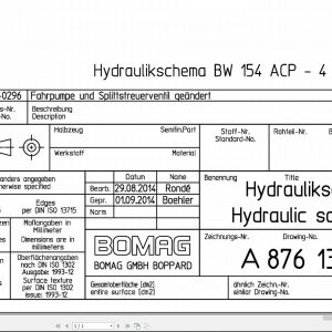 Bomag BW154 ACP 4AM Hydraulic Schematic Drawing No 87613121a 2014 EN DE
