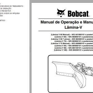 Bobcat V Blade 60 72 84 96 108 Operation Maintenance Manual 6902081 PT