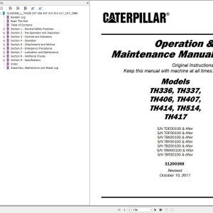 CAT Telehandler TH337 Flash Files Parts Manual Service Manual Operation And Maintenance Manual