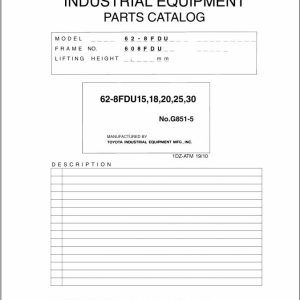 Toyota Forklift 62 8FDU15 to 62 8FDU30 Parts Catalog EN ES FR DE