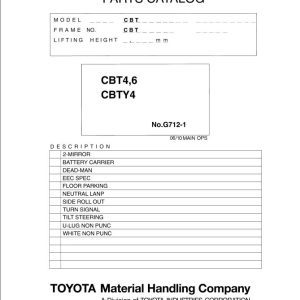 Toyota Forklift CBT4 CBT6 CBTY4 Parts Catalog EN ES DE FR