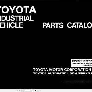 Toyota Forklift FBA20 to 40 FBA25 Parts Catalog