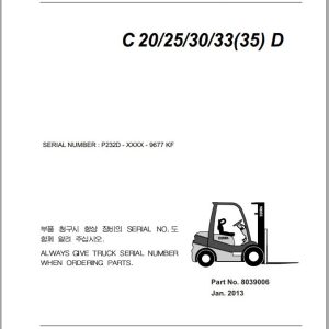Clark Forklift C20 25 30 3335 D Parts Manual 8039006 1