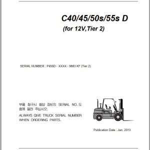Clark Forklift C40 45 50s 55s D for 12V Tier 2 Parts Manual 1