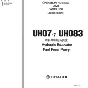 073 Hitachi Hydraulic Excavator UH07 7 Operation Manual Parts List EP1649 DN1 1 EN JP