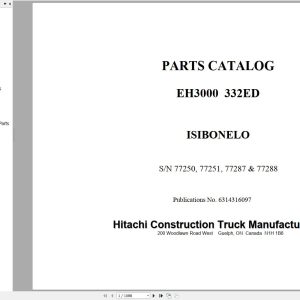 Hitachi Rigid Dump Truck EH3000 332ED Parts Catalog