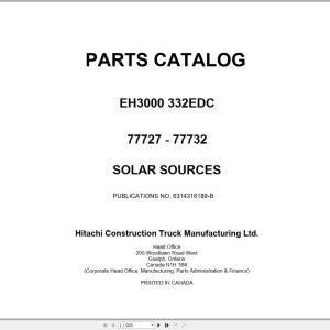 Hitachi Rigid Dump Truck EH3000 332EDC Parts Catalog