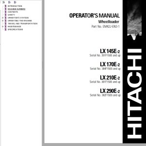 Hitachi Wheel Loader LX290E 2 Operators Manual EM42J EN3 1