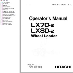 Hitachi Wheel Loader LX70 2 Operators Manual EM41R 1 1