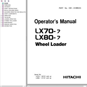 Hitachi Wheel Loader LX70 5 Operators Manual