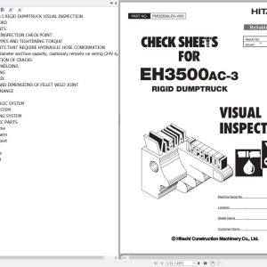 Hitachi Rigid Dump Truck EH3500AC 3 Visual Inspection Check Sheet
