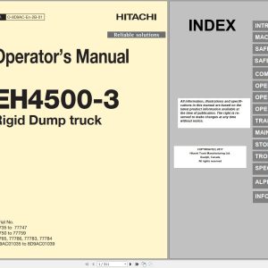 Hitachi Rigid Dump Truck EH4500 3 Operator Manual