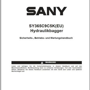 Sany Excavator SY365C Operation and Maintenance Manual DE 1
