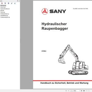 Sany Excavator SY80U Operation and Maintenance Manual 502141 DE 1