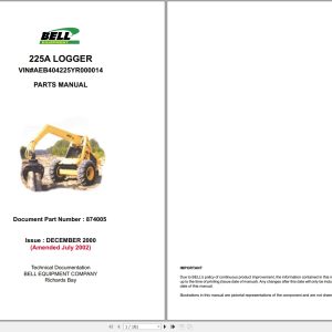 Bell Logger 225A Parts Manual 874005 1