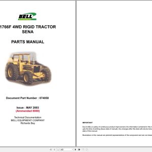 Bell Rigid Tractor SENA 1766F 4WD Parts Manual 872362 1