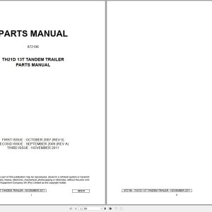 Bell Tandem Trailer TH21D 13T Parts Manual 872196 1