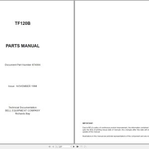 Bell Tracked Feller Buncher TF120B Parts Manual 874004 1