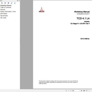 Deutz Engine TD4.1L4 Workshop Manual 03124458en 1