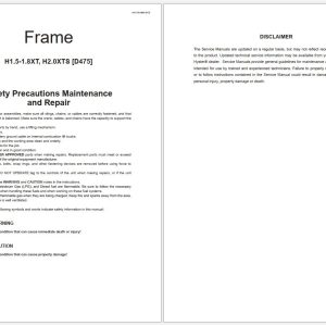 Hyster Forklift H1.5 3.5XT D475 Service Manual 1