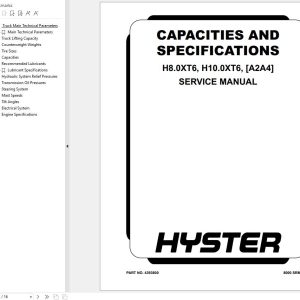 Hyster Forklift H8.0 10.0XT6 A2A4 Service Manual 2024 1