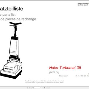 Hako Floor Scrubber Hako Turbomat 35 (7472.00) Spare Parts Catalog (1)