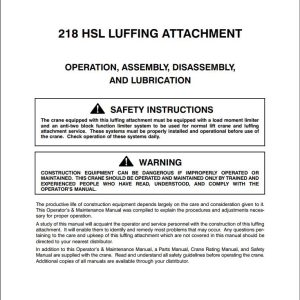 Link Belt Crane 218 HSL Luffering Attachment Operation Manual (1)