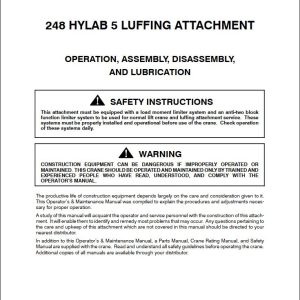 Link Belt Crane 248 HYLAB 5 Luffering Attachment Operation Manual (1)