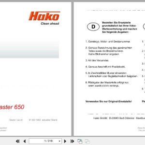Hako Rider Sweeper Citymaster 650 Spare Parts List 81 60 1993 FR EN DE (1)