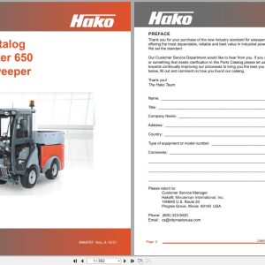 Hako Rider Sweeper Citymaster CM650 CM650QP Parts Catalog 988787 2021 (1)