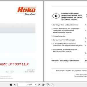 Hako Sweeper Hakomatic B1100 FLEX 7580.02 Spare Parts List (1)