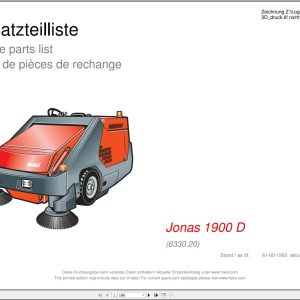 Hako Sweeper Jonas 1900D Spare Parts List 81 60 1993 (1)