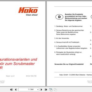 Hako Sweeper Scrubmaster B260R Spare Parts List 85 00 1993 790 EN DE FR (1)